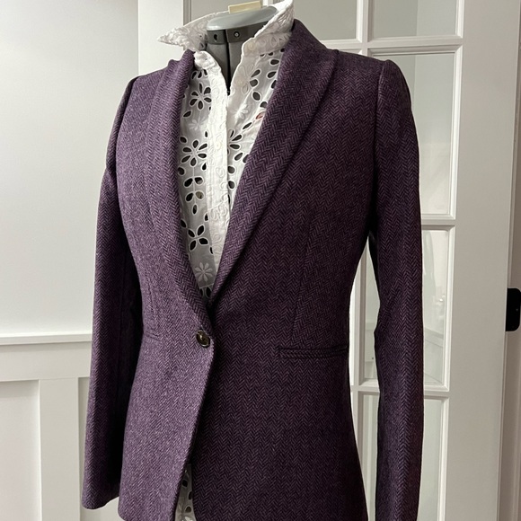 Best Price New Herringbone Chevron Parke Wool Blazer lavender luxury wool - Picture 5 of 7